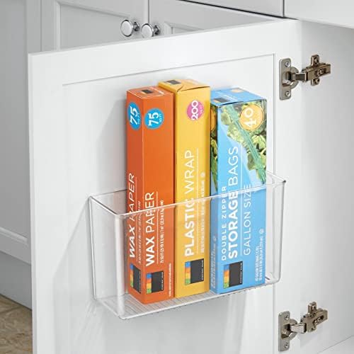 mDesign Plastic Adhesive Mount Storage Organizer Container for Kitchen or Pantry Wall Organization - Space Saving Holder