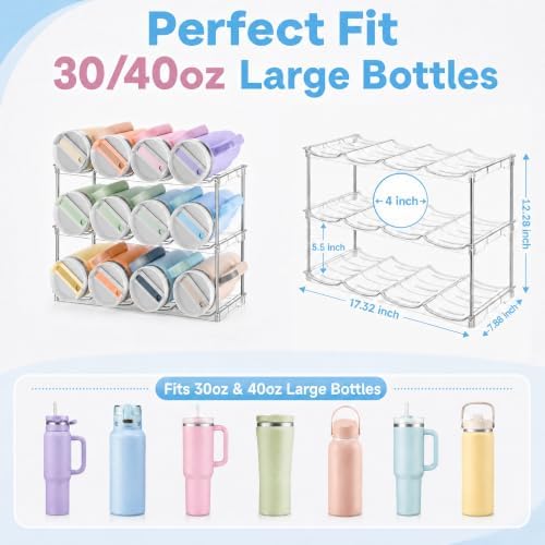 Stackable Water Bottle Organizer for Cabinet for Stanley 40 oz Tumbler