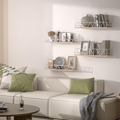 Floating Shelves Set of 4, Wood Wall Shelf, Farmhouse Shelf for Bedroom