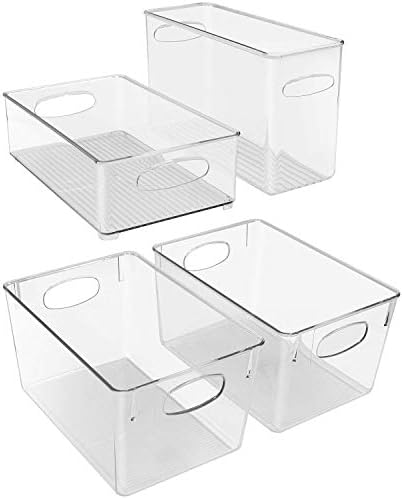Sorbus Plastic Storage Bins Stackable Clear Pantry Organizer Box Bin for Organizing Kitchen Fridge, Food, Snack Pantry, 