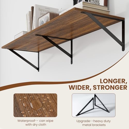 Heimlove 40W x 12D Deep Floating Shelves Set of 2 Walnut