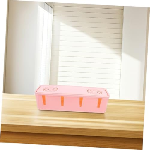 Pink Plug Storage Box for Power Strip, ABS Plastic Cord Organizer