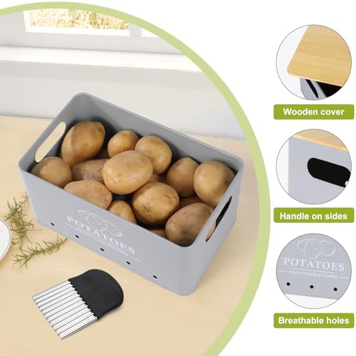 Kitchen Vegetable Storage Set of 3, Metal Onion Garlic Potato Storage Set, Kitchen Canisters Vegetable Keeper Containers
