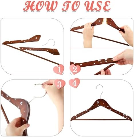 Cinnvoice 5 Pcs Wooden Pearl Bridal Dress Hanger, Walnutcolor, Classic