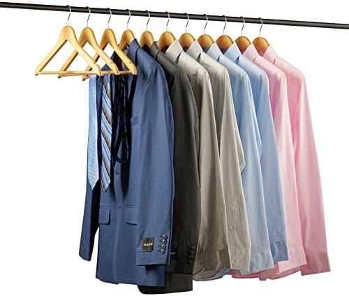 20 Pack Premium Wooden Suit Hangers - Smooth Natural Finish Heavy Duty Wood Coat Hangers - 360 Swivel Hook and Notches Clothes Hangers with Non Slip Pants Bar for Shirt, Jacket, Pant, Dress Hangers