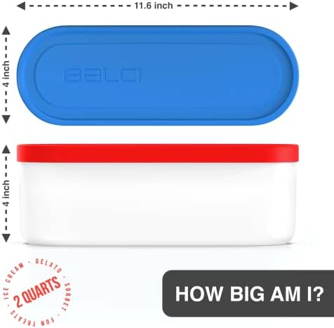 BALCI Ice Cream Containers 2 Quart Set of 2 - (Blue/Red)