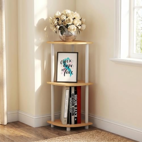 3-Tier Corner Shelf, Display Storage Shelves with Open Shelves, Corner Bookshelf for Organization and Storage, Home Offi