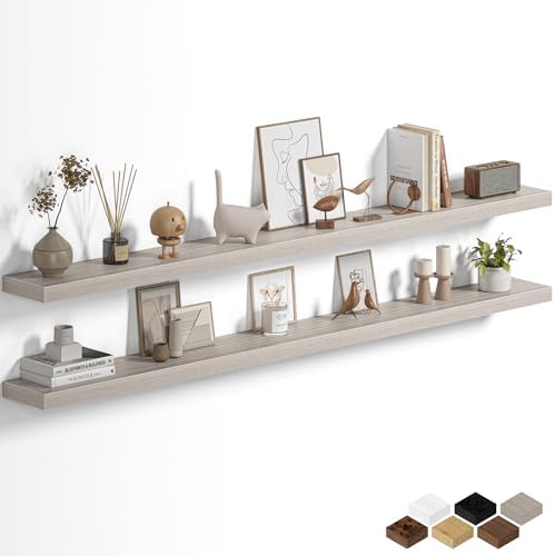 Fun Memories Floating Shelves for Wall 67 Inch, Set of 2 – Wall-Mounted Storage & Display Shelf with Invisible Bracket, 