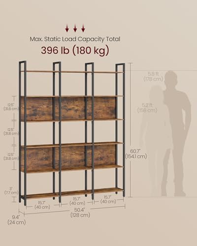 VASAGLE 6-Tier Bookshelf, Large Display Shelves, 9.4 x 50.4 x 73.7 inches