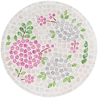 PEMAR 12.6” Pink Hydrangea Capiz Shell Lazy Susan, Handcrafted Dining Table Décor & Table Centerpiece, Elegant Beach Hou