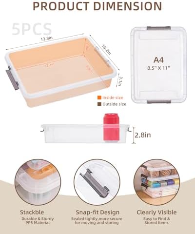 Storage Bins with Lids,6 Quart Clear Sensory Bins,Plastic Bins for Arts Crafts Organizers,Stackable Storage Containers f