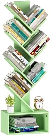 Yoobure Tree Bookshelf - 6 Shelf Retro Floor Standing Bookcase, Tall Wood Book Storage Rack for CDs/Movies, Utility Book