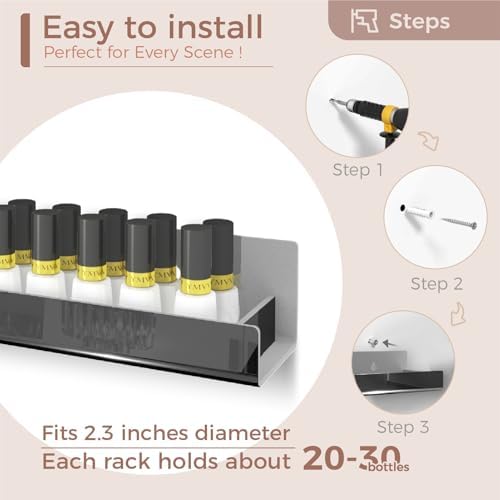 4 Pack 15 Inch Black Reflective Acrylic Floating Wall Shelves