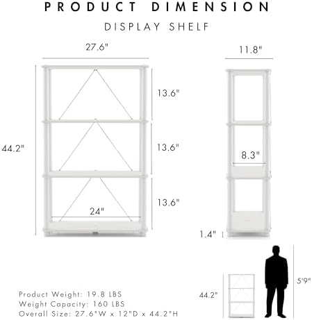 Homes: Inside + Out Apexa Modern 4-Tier Wide Shelving Units, Collectibles Display Shelves, Easy Assembly Standing Shelf,