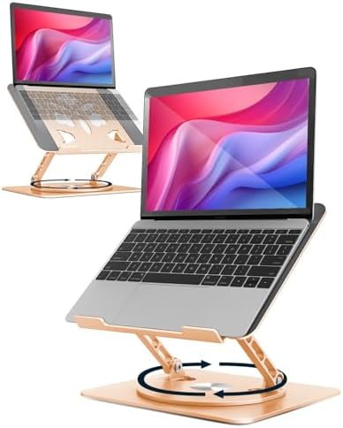 Aoviho 360° Rotating Laptop Stand for Desk | Adjustable, Foldable, Portable Aluminum Ergonomic Riser | Compatible with M