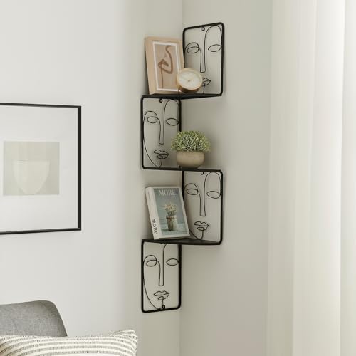 Corner Shelf, Wall Mounted Face Sculpture Display Shelf with Philosophical Art Design for Living Room Decor, Wall Corner