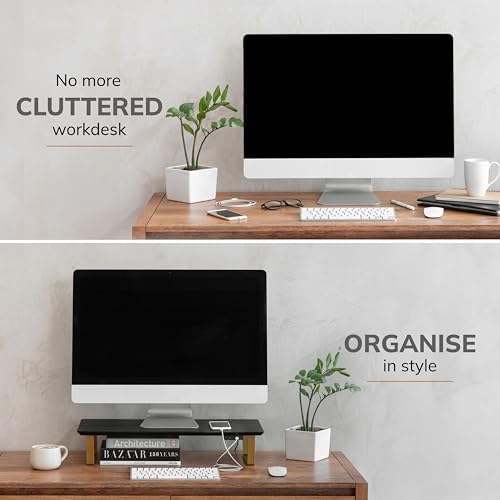 Anji Mountain Monitor Stand for Desk - Desktop Organizer & Laptop Riser, Ergonomic Monitor Riser, Space-Saving, Durable,