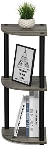 Furinno TURN-N-TUBE Corner Shelf, 3-Tier Corner Bookshelf, Display Storage Shelves with Open Shelves, for Organization a
