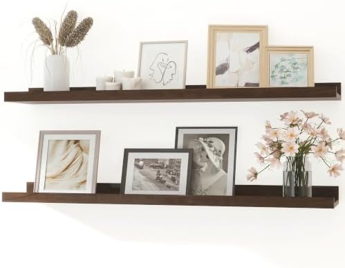 Walnut Floating Shelves for Wall Decor, 40 in Shelf with Lip, 2 Set