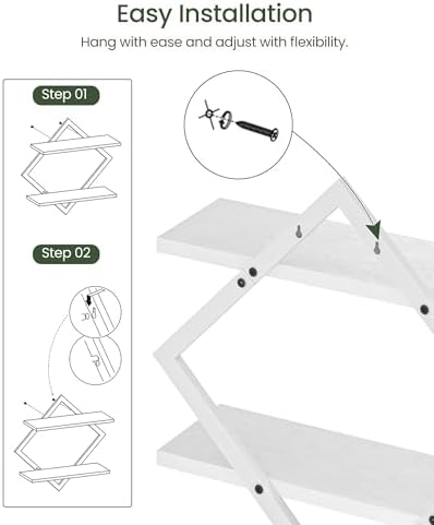 CHOEZON Floating Shelves, Set of 2 Wall Shelves, 2-Tier Hanging Shelves, Wall Shelf Set of 2, for Living Room, Bedroom, 