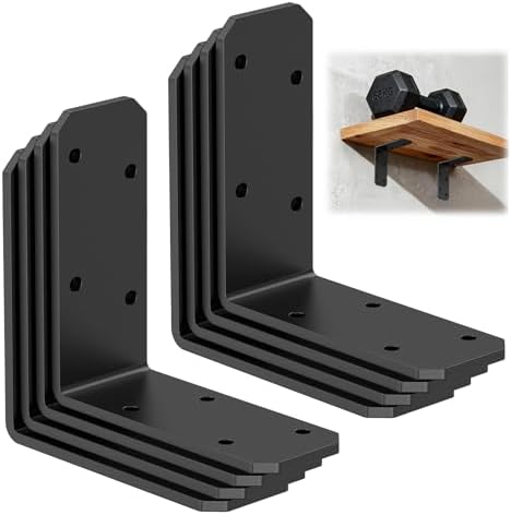 3"×3"×1.2" L Bracket for Wood, 90 Degree Angle Bracket, Black-8PCS