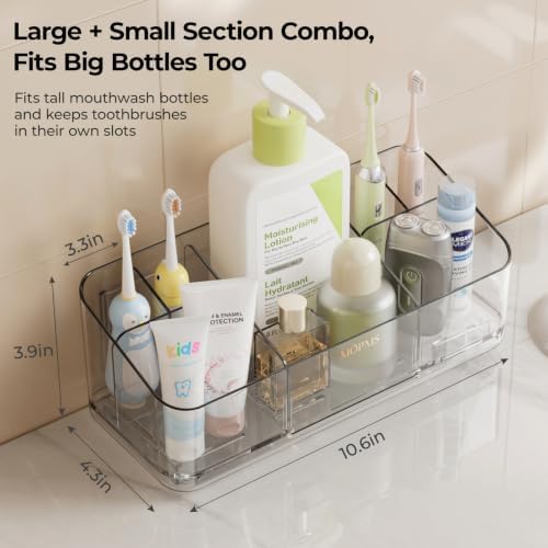 MOPMS 8 Slots Toothbrush Holders for Bathrooms with Detachable Dividers