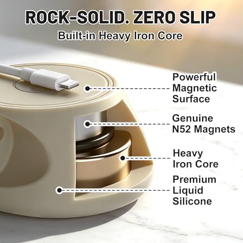 SOOoEC [N52 Ultra-Strong Snap-On Magnetic Cord Holder, Weighted Desktop Cable Organizer, Premium Liquid Silicone, No Col