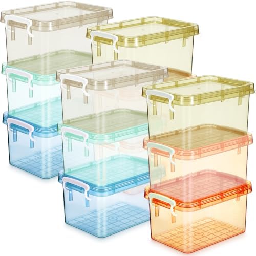 Wenqik 12 Pack Colorful Plastic Storage Bins with Lids, Pastel