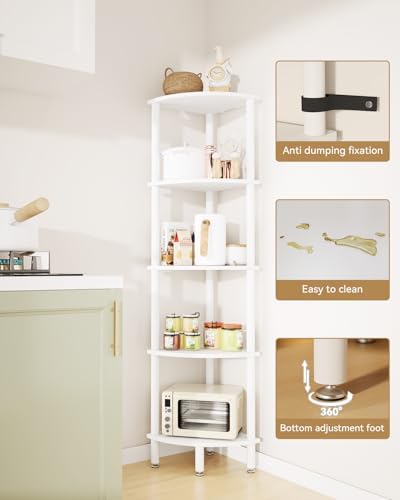 IBUYKE 5 Tier Corner Shelf Stand,Industrial Corner Display Rack WBC010W