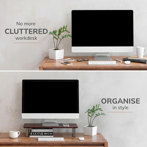 Anji Mountain Monitor Stand for Desk - Desktop Organizer & Laptop Riser, Ergonomic Monitor Riser, Space-Saving, Durable,