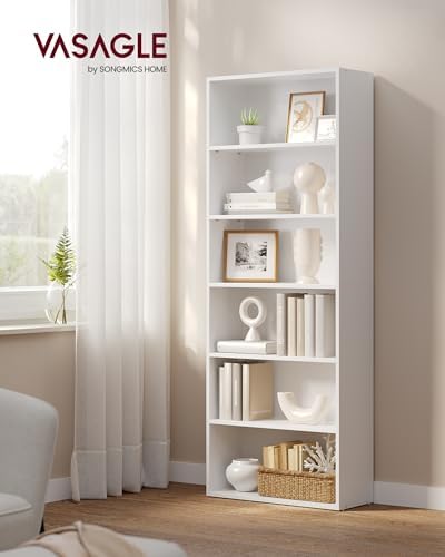 VASAGLE Set of 2 6-Tier Bookshelves, 23.6 Inches Wide