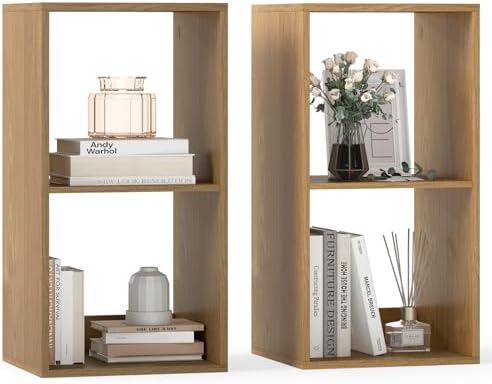 Tangkula 2-Cube Bookcase, 3-Tier Bookshelf with Open Compartments, Freestanding Cube Storage Organizer with Anti-Topplin