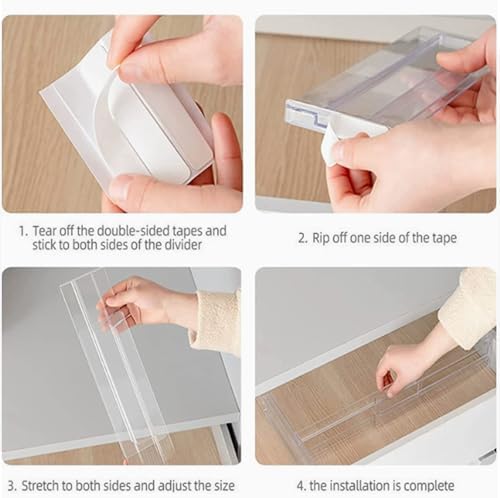 Guo's hyekbe 8 Pack 3.2 Inch Tall ABS Drawer Divider -Expandable from 10.9-20.5''-Adjustable Dresser Drawer Plastic Orga