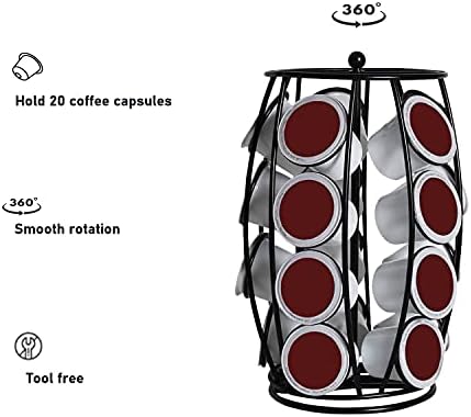 K Cup Carousel Coffee Pod Holder Kcup Organizer Coffee Station Coffee Décor Storage for Counter, Holds 20 Coffee Pods, N