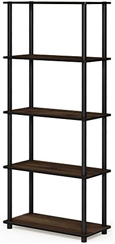 Furinno TURN-N-TUBE Storage Shelves, 5-Tier Book Shelf, Corner Shelf, Toolless Open Shelves, for Organization and Storag