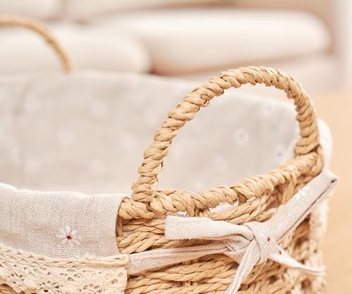 GIB Small Wicker Woven Storage Baskets for Organizing with Handle and Liner