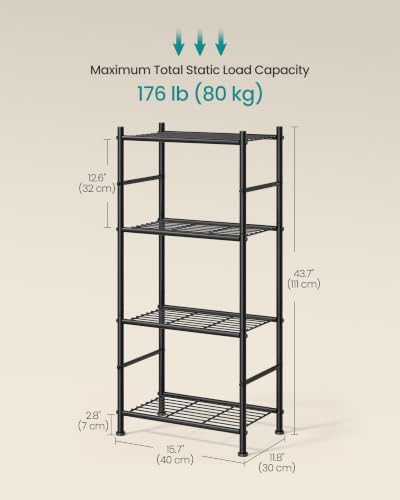 SONGMICS 4-Tier Shelving Unit, Steel Storage Rack, Easy Assembly
