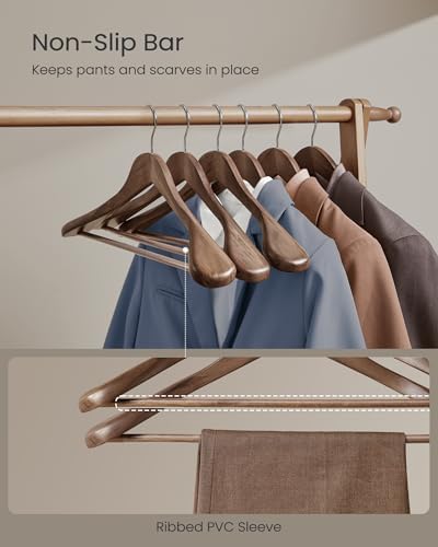 SONGMICS Wooden Suit Hangers 10 Pack, Extra-Wide Shoulder Clothes Hangers