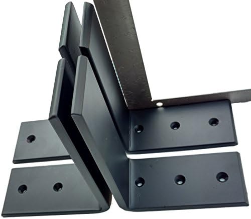 Dmax Heavy Duty L Brackets Black Steel 6" x 8" Hidden Countertop Support Brackets | 3/8" Thick, Holds 150 lbs | Floating