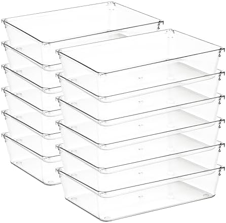 12 Pack Drawer Organizers, 6"X 9" Clear Acrylic Storage Bins