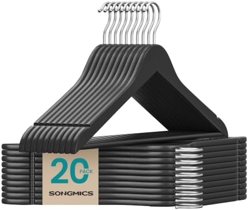 SONGMICS Wooden Hangers, 20 Pack, Basic Wood Clothes Hangers, Space Saving