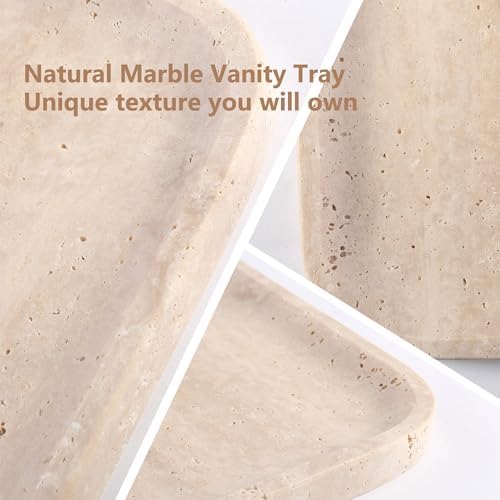 Marble Vanity Tray, Travertine Bathroom Tray Countertop, Beige Stone Decorative Dresser Serving Trays, Kitchen Sink Stor