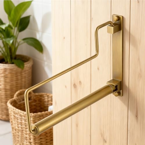 NEWRAIN Clothes Drying Rack, Laundry Racks for Drying Clothes, Wall Mounted Swing Arm Clothes Hanger for Laundry Room, Garage, Indoor & Outdoor Use,Antique Brass