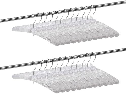 Jetec 48 Pack Satin Padded Hangers for Women Clothing 15",White