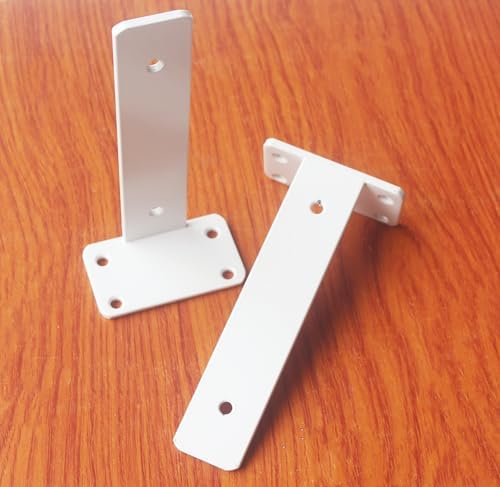 16 Pack - 6 inch White Hidden L Shelf Bracket (1/5 Inch Thicked) Iron Floating Shelf Brackets Rustic Industrial Metal Br