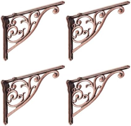 Shelf Brackets 4 Inch 4 Pack Heavy Duty Antique Copper Wall Bracket Victorian Kitchen Decorative Rack Shelves, Shelf Bra