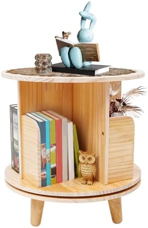 Rotating Bookshelf,Revolving Bookcase,Stackable Bookshelf Organizer, Swivel Bookcase Round Bookshelf, Book Shelf for Bed