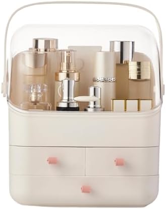 SUNFICON 3 Tiers Makeup Holder with Drawers, Preppy Skincare Organizer