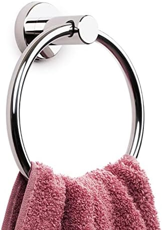 Marmolux Acc Chrome Towel Ring - Hand Towel Holder for Bathroom Wall - Simple Round Towel Hanger for Bathroom - Heavy Du