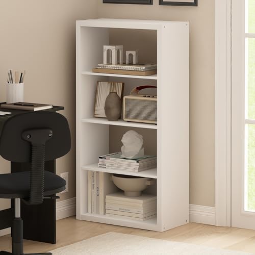 Furinno Viola Book Shelf, 4-Tier Bookshelf, Extra Thick Frame Bookcase with Open Shelf, Open Back Design, 11.3" x 23.2" 